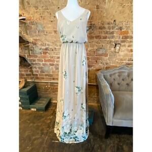 Mumu Floral Maxi Dress - Elegant Sleeveless V-Neck Gown Small